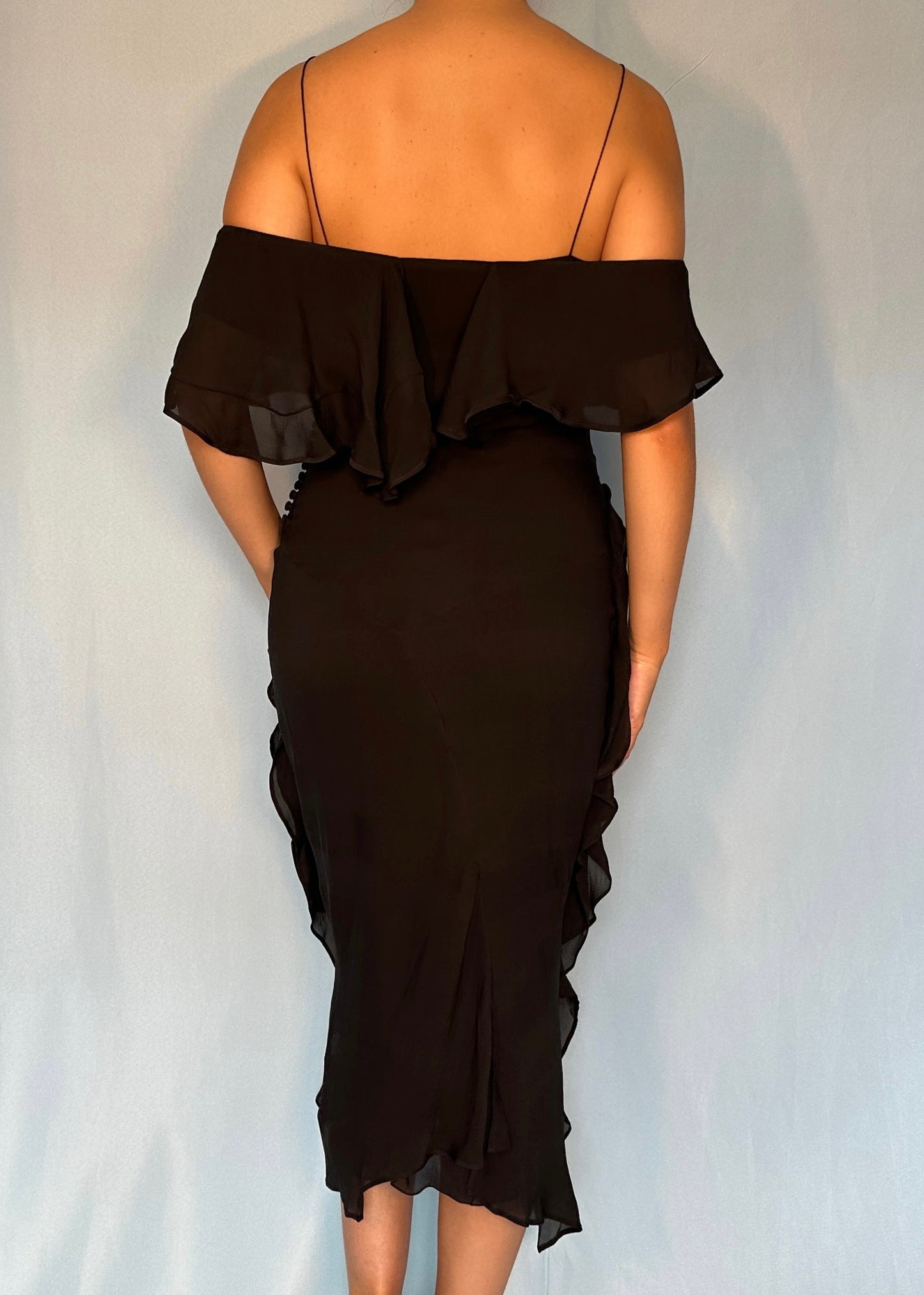 Dior Fall 2006 Black Silk Chiffon Ruffle Dress