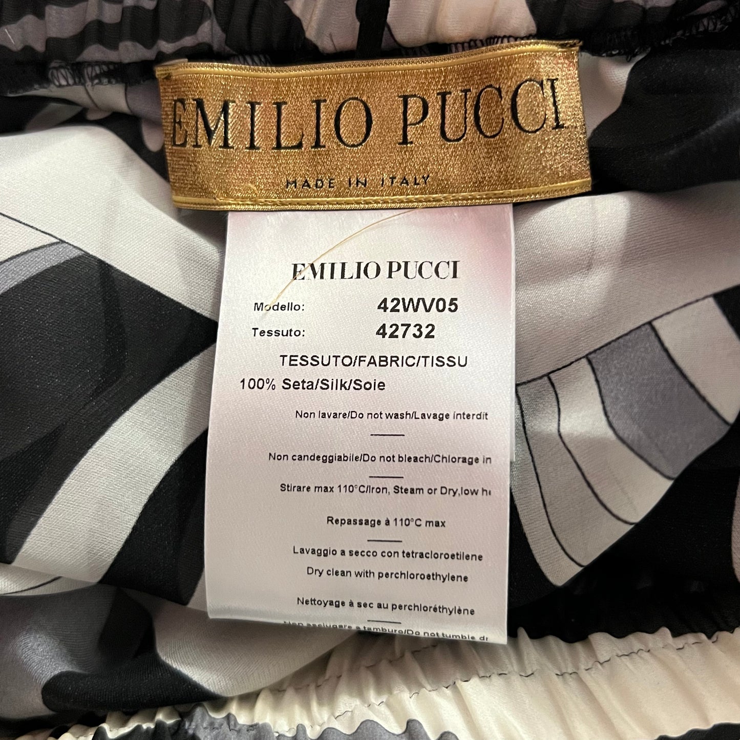 Emilio Pucci Monochrome Patterned Silk Chiffon Skirt
