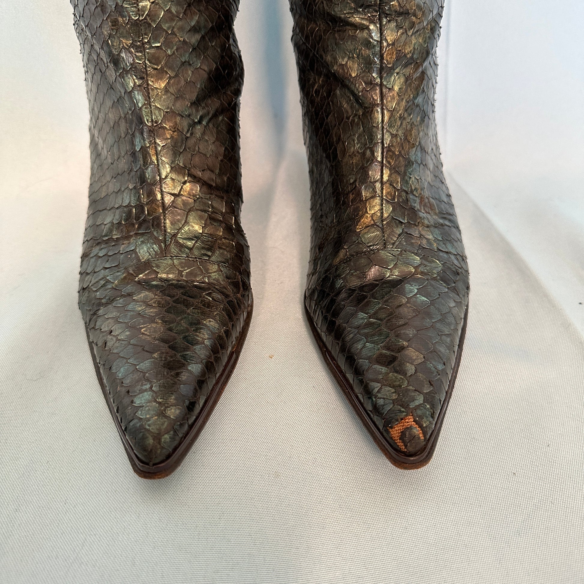 GUCCI Tom Ford Mens-Red-Python-Leather-Cowboy-Boots Spring/Summer